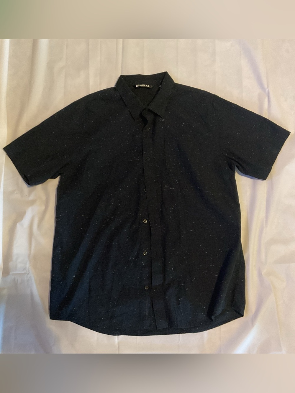 Travis Mathew Black Short-Sleeve Speckled Button-Down Shirt